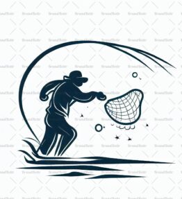 Fischer mit Wurfnetz